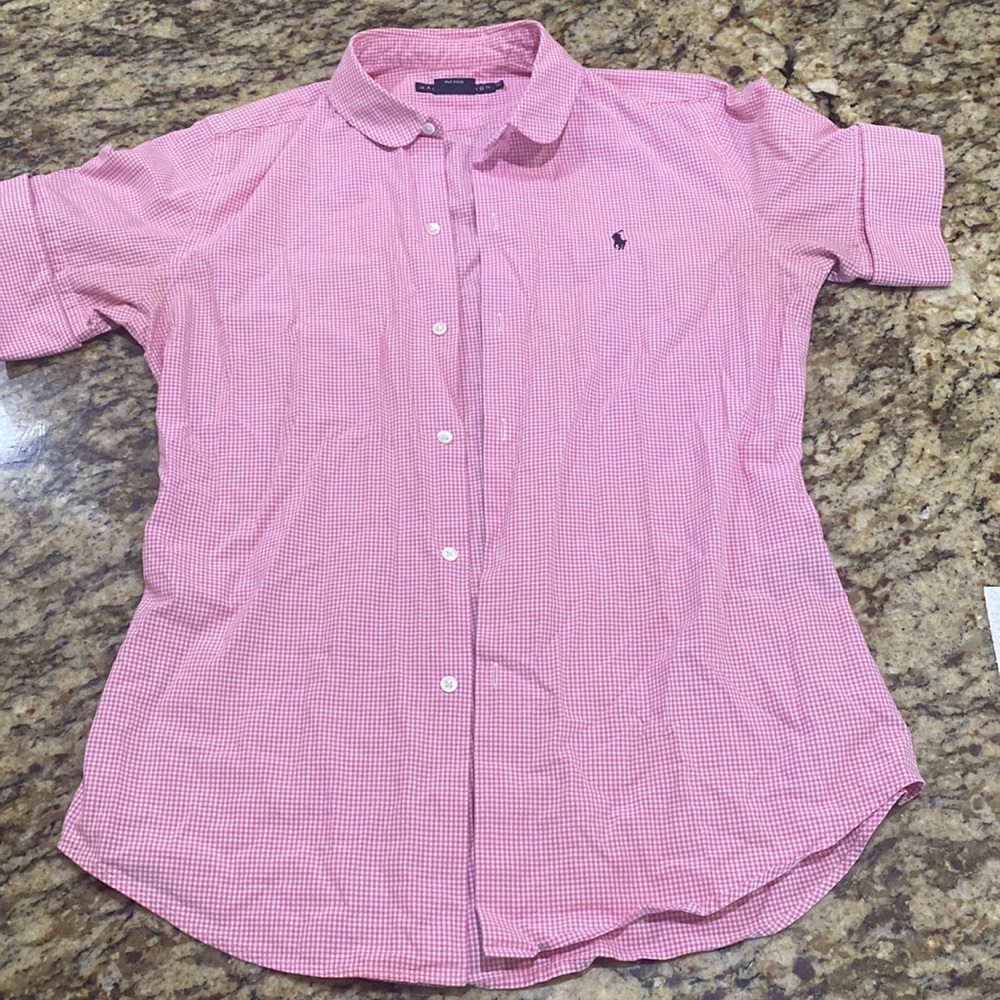 Ralph Lauren women’s short sleeve button up shirt, size 10